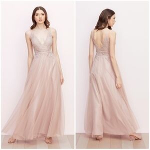 WATTERS Brielle Aria Lace and Bobbinet Blush Dress / Gown